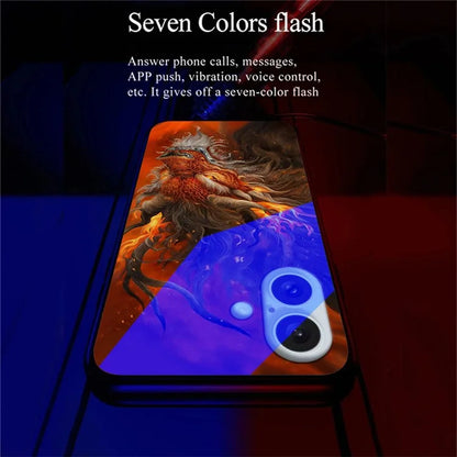 For iPhone 16 Plus Case Call Flash Series Pattern Printing Tempered Glass + TPU Combo Phone Case