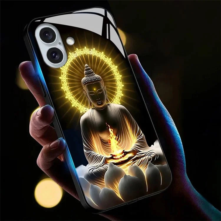For iPhone 16 Plus Case Call Flash Series Pattern Printing Tempered Glass + TPU Combo Phone Case