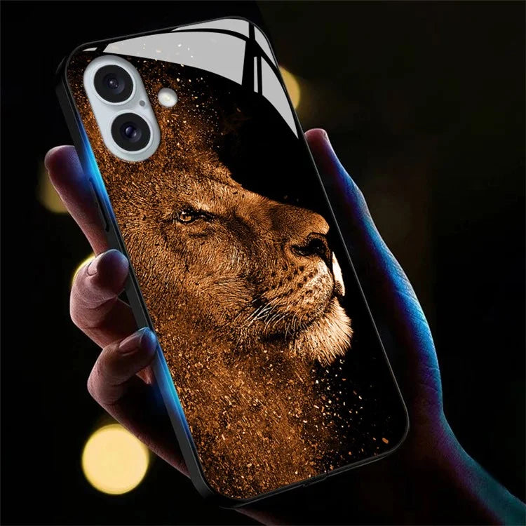 For iPhone 16 Plus Case Call Flash Series Pattern Printing Tempered Glass + TPU Combo Phone Case