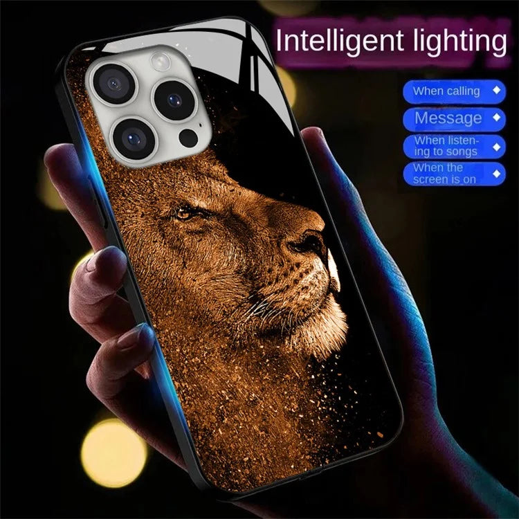 For iPhone 16 Pro Case Call Flash Series Pattern Printing Tempered Glass + TPU Combo Phone Case