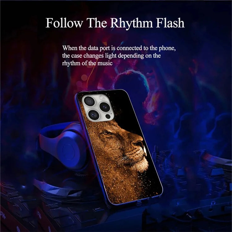 For iPhone 16 Pro Case Call Flash Series Pattern Printing Tempered Glass + TPU Combo Phone Case