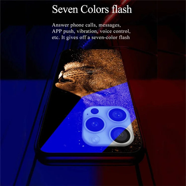 For iPhone 16 Pro Case Call Flash Series Pattern Printing Tempered Glass + TPU Combo Phone Case