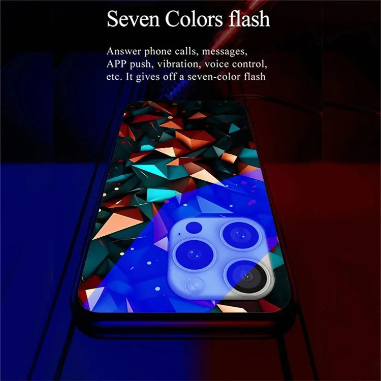 For iPhone 16 Pro Case Call Flash Series Pattern Printing Tempered Glass + TPU Combo Phone Case