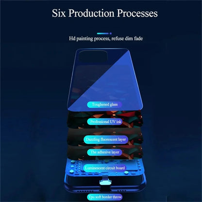 For iPhone 16 Pro Case Call Flash Series Pattern Printing Tempered Glass + TPU Combo Phone Case