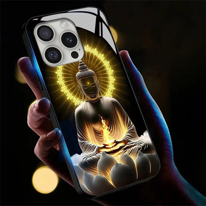 For iPhone 16 Pro Case Call Flash Series Pattern Printing Tempered Glass + TPU Combo Phone Case