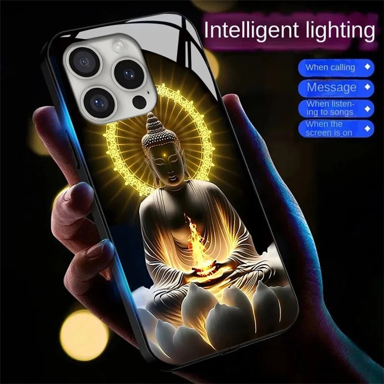 For iPhone 16 Pro Case Call Flash Series Pattern Printing Tempered Glass + TPU Combo Phone Case