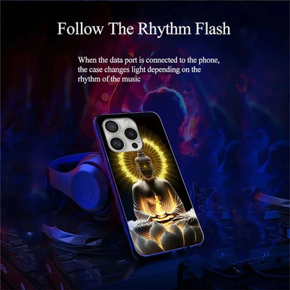 For iPhone 16 Pro Case Call Flash Series Pattern Printing Tempered Glass + TPU Combo Phone Case