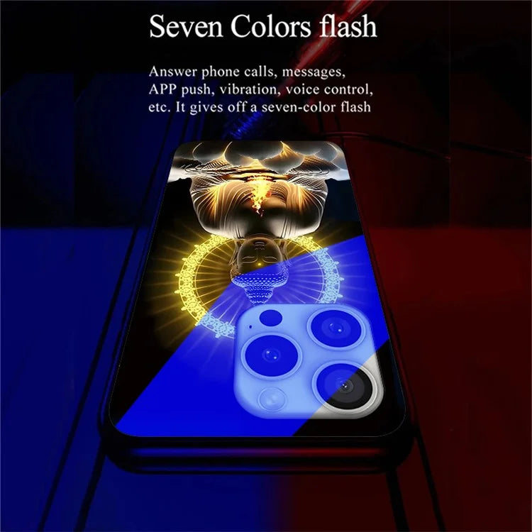 For iPhone 16 Pro Case Call Flash Series Pattern Printing Tempered Glass + TPU Combo Phone Case