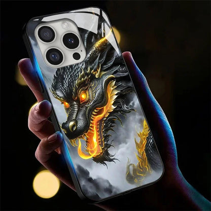 For iPhone 16 Pro Case Call Flash Series Pattern Printing Tempered Glass + TPU Combo Phone Case