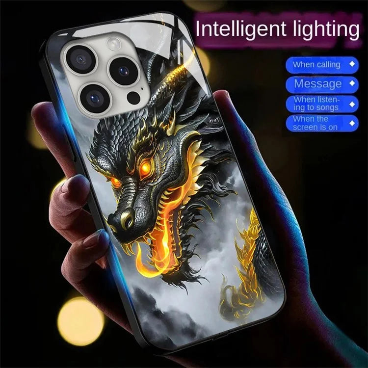 For iPhone 16 Pro Case Call Flash Series Pattern Printing Tempered Glass + TPU Combo Phone Case