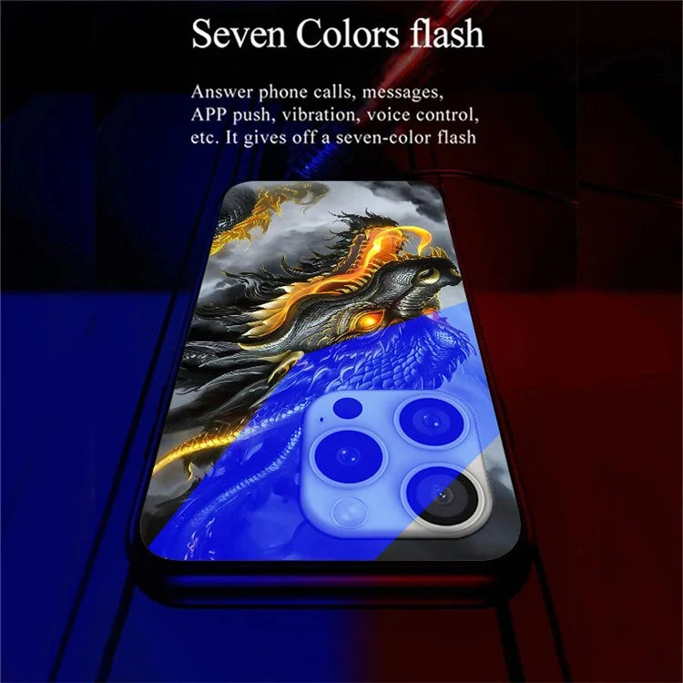 For iPhone 16 Pro Case Call Flash Series Pattern Printing Tempered Glass + TPU Combo Phone Case