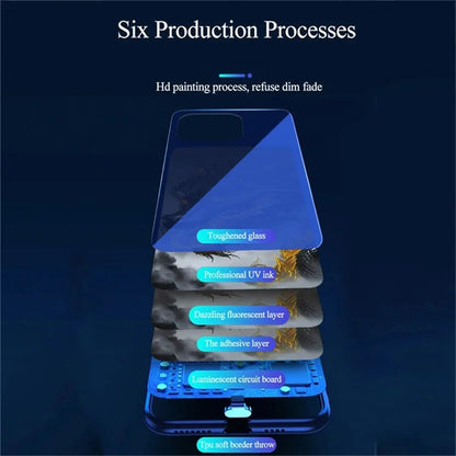 For iPhone 16 Pro Case Call Flash Series Pattern Printing Tempered Glass + TPU Combo Phone Case