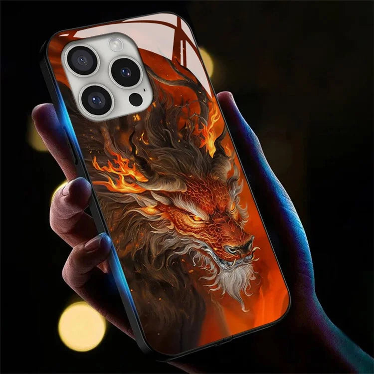 For iPhone 16 Pro Case Call Flash Series Pattern Printing Tempered Glass + TPU Combo Phone Case