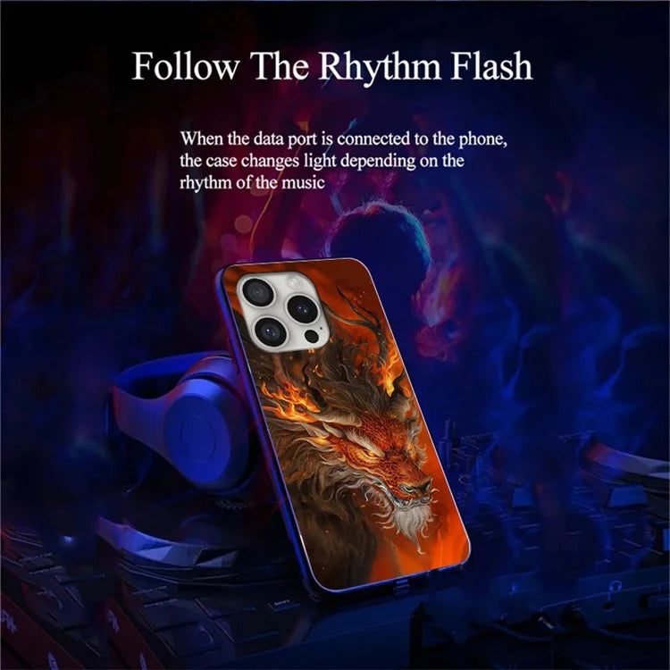 For iPhone 16 Pro Case Call Flash Series Pattern Printing Tempered Glass + TPU Combo Phone Case
