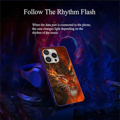 For iPhone 16 Pro Case Call Flash Series Pattern Printing Tempered Glass + TPU Combo Phone Case