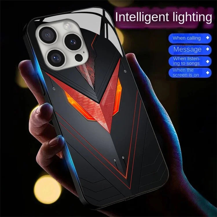 For iPhone 16 Pro Case Call Flash Series Pattern Printing Tempered Glass + TPU Combo Phone Case
