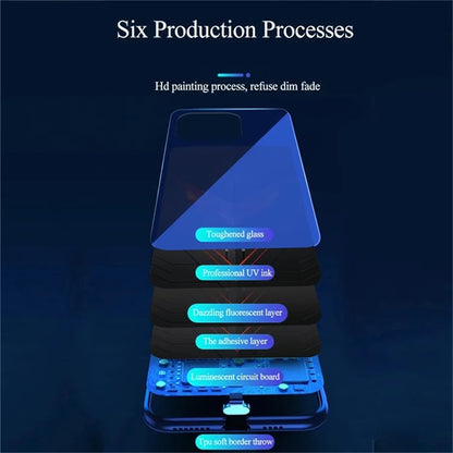 For iPhone 16 Pro Case Call Flash Series Pattern Printing Tempered Glass + TPU Combo Phone Case