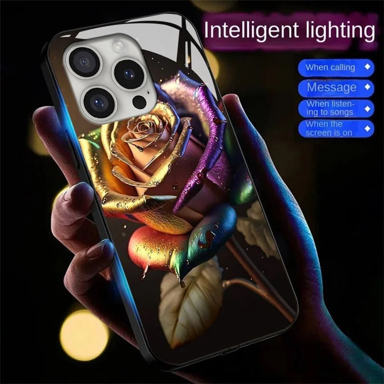 For iPhone 16 Pro Case Call Flash Series Pattern Printing Tempered Glass + TPU Combo Phone Case