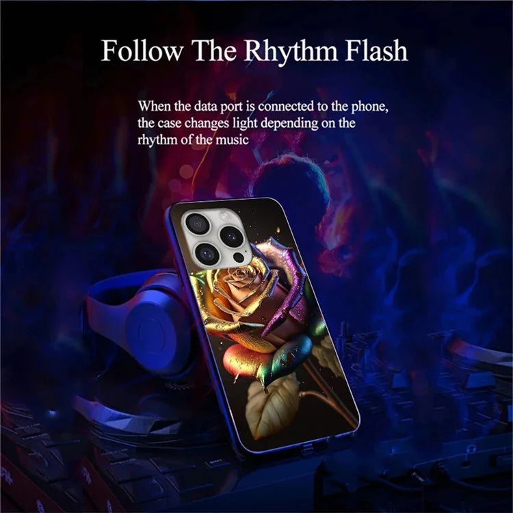 For iPhone 16 Pro Case Call Flash Series Pattern Printing Tempered Glass + TPU Combo Phone Case