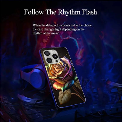 For iPhone 16 Pro Case Call Flash Series Pattern Printing Tempered Glass + TPU Combo Phone Case