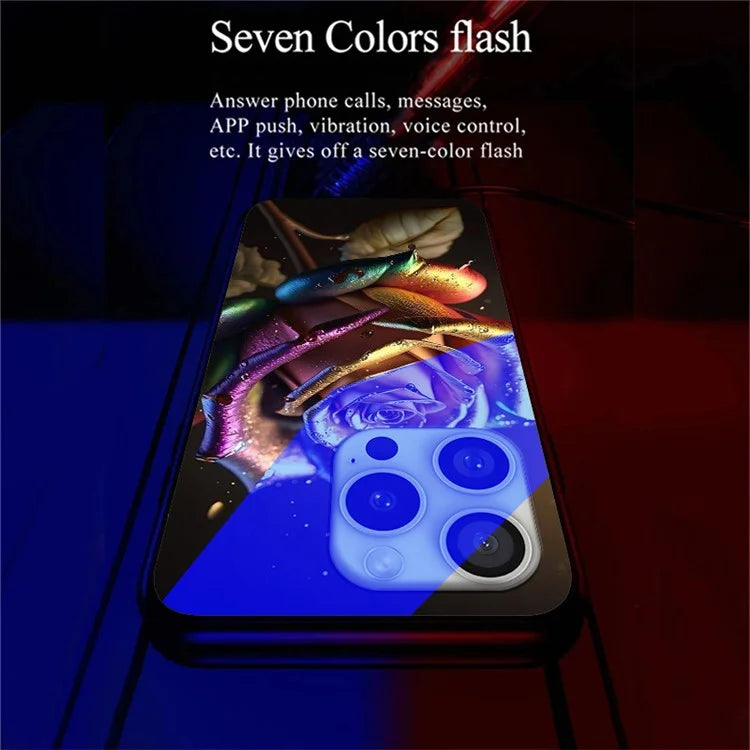 For iPhone 16 Pro Case Call Flash Series Pattern Printing Tempered Glass + TPU Combo Phone Case