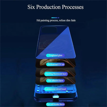 For iPhone 16 Pro Case Call Flash Series Pattern Printing Tempered Glass + TPU Combo Phone Case