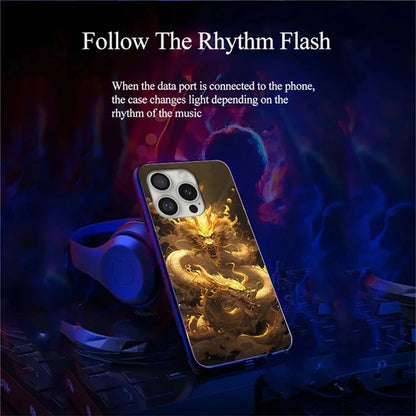 For iPhone 16 Pro Case Call Flash Series Pattern Printing Tempered Glass + TPU Combo Phone Case