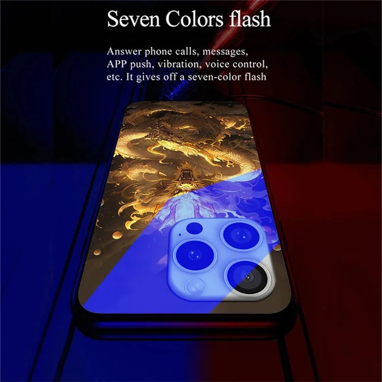For iPhone 16 Pro Case Call Flash Series Pattern Printing Tempered Glass + TPU Combo Phone Case