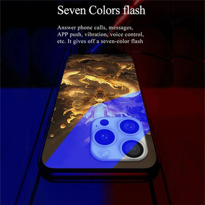 For iPhone 16 Pro Case Call Flash Series Pattern Printing Tempered Glass + TPU Combo Phone Case