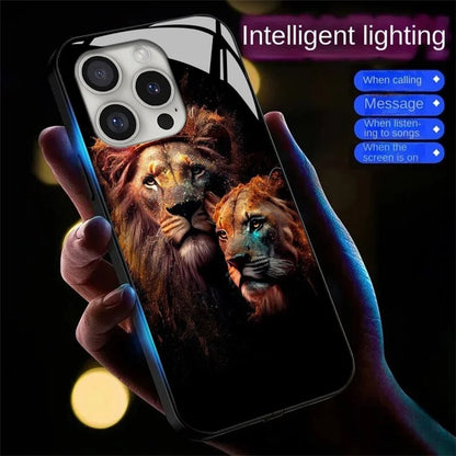For iPhone 16 Pro Case Call Flash Series Pattern Printing Tempered Glass + TPU Combo Phone Case
