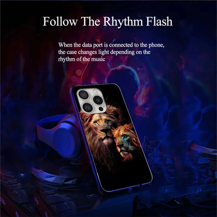 For iPhone 16 Pro Case Call Flash Series Pattern Printing Tempered Glass + TPU Combo Phone Case