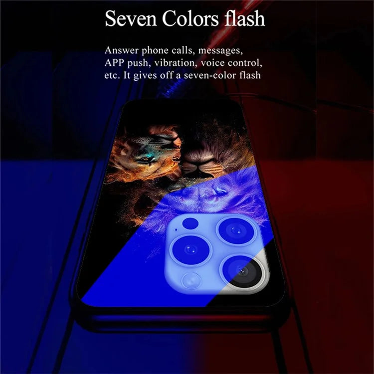 For iPhone 16 Pro Case Call Flash Series Pattern Printing Tempered Glass + TPU Combo Phone Case