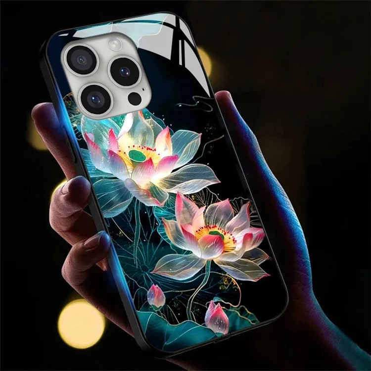 For iPhone 16 Pro Case Call Flash Series Pattern Printing Tempered Glass + TPU Combo Phone Case