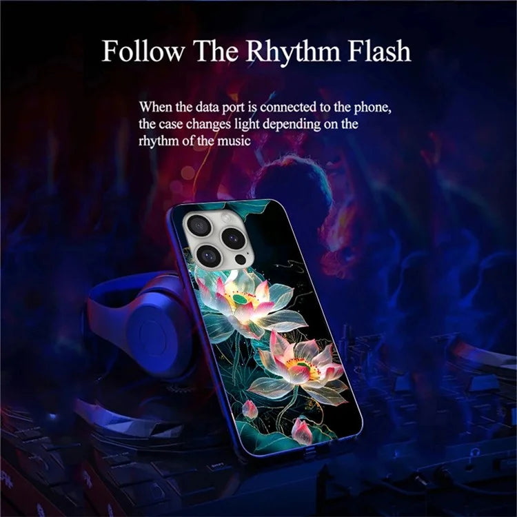 For iPhone 16 Pro Case Call Flash Series Pattern Printing Tempered Glass + TPU Combo Phone Case