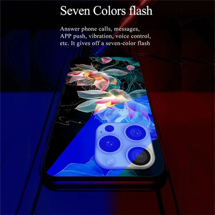 For iPhone 16 Pro Case Call Flash Series Pattern Printing Tempered Glass + TPU Combo Phone Case