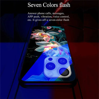 For iPhone 16 Pro Case Call Flash Series Pattern Printing Tempered Glass + TPU Combo Phone Case