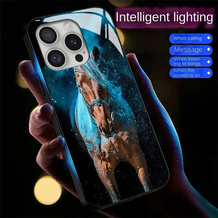 For iPhone 16 Pro Case Call Flash Series Pattern Printing Tempered Glass + TPU Combo Phone Case
