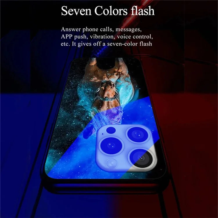 For iPhone 16 Pro Case Call Flash Series Pattern Printing Tempered Glass + TPU Combo Phone Case