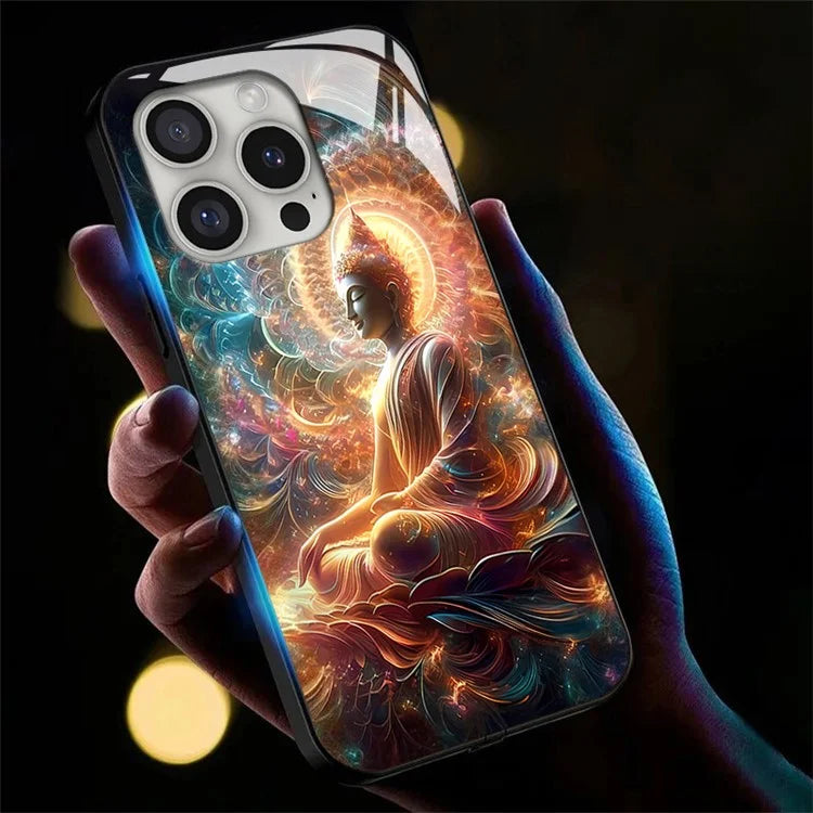 For iPhone 16 Pro Case Call Flash Series Pattern Printing Tempered Glass + TPU Combo Phone Case