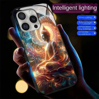 For iPhone 16 Pro Case Call Flash Series Pattern Printing Tempered Glass + TPU Combo Phone Case