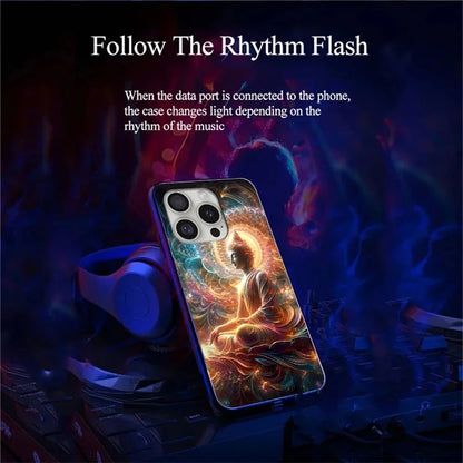 For iPhone 16 Pro Case Call Flash Series Pattern Printing Tempered Glass + TPU Combo Phone Case