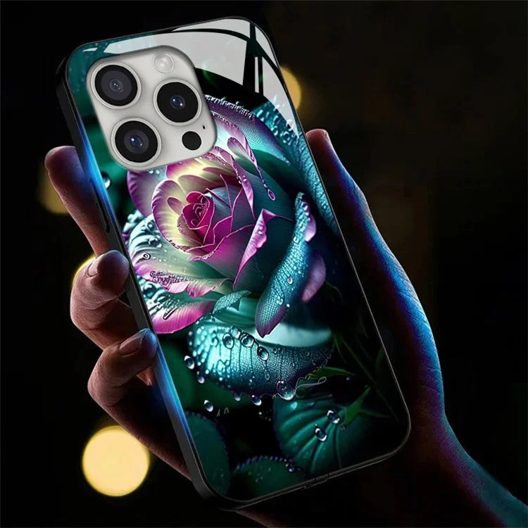 For iPhone 16 Pro Case Call Flash Series Pattern Printing Tempered Glass + TPU Combo Phone Case