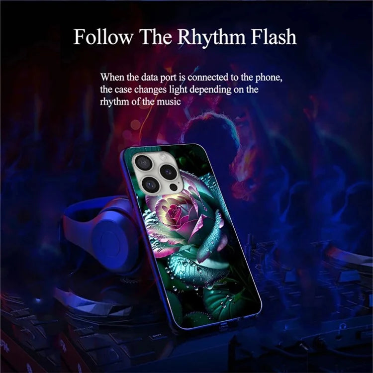 For iPhone 16 Pro Case Call Flash Series Pattern Printing Tempered Glass + TPU Combo Phone Case