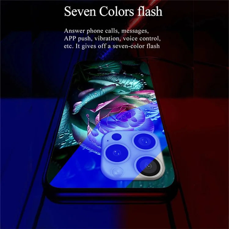 For iPhone 16 Pro Case Call Flash Series Pattern Printing Tempered Glass + TPU Combo Phone Case