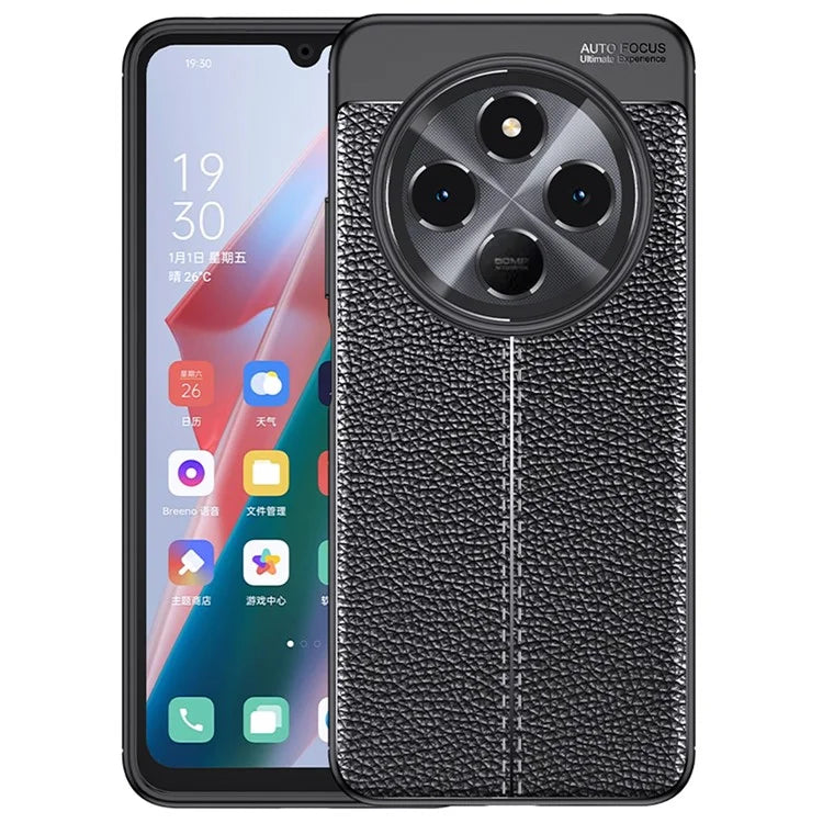 For Xiaomi Redmi 14C 4G Case Litchi Texture TPU Flexible Phone Cover, Black