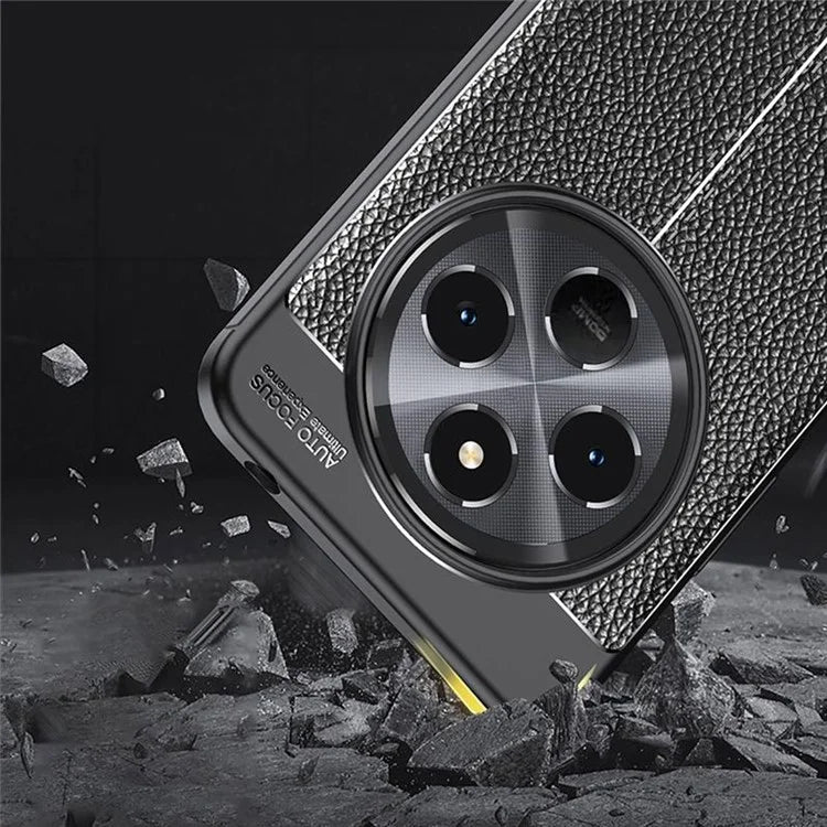 For Xiaomi Redmi 14C 4G Case Litchi Texture TPU Flexible Phone Cover, Black