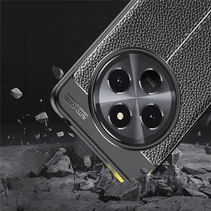 For Xiaomi Redmi 14C 4G Case Litchi Texture TPU Flexible Phone Cover, Black