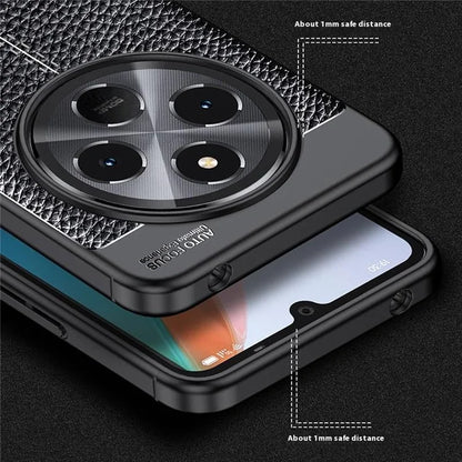 For Xiaomi Redmi 14C 4G Case Litchi Texture TPU Flexible Phone Cover, Black