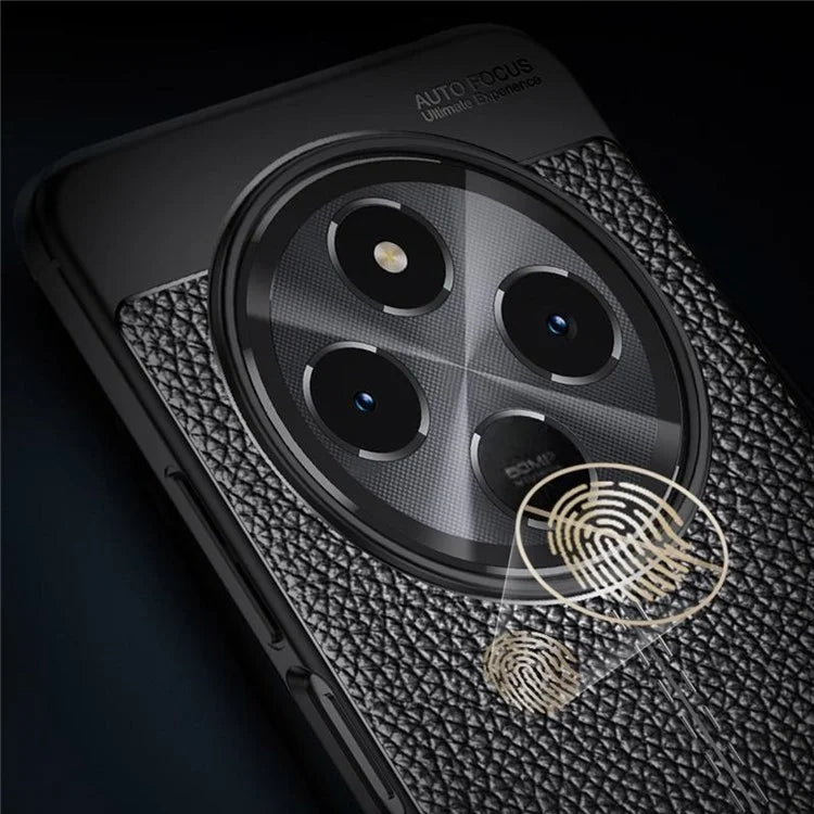For Xiaomi Redmi 14C 4G Case Litchi Texture TPU Flexible Phone Cover, Black