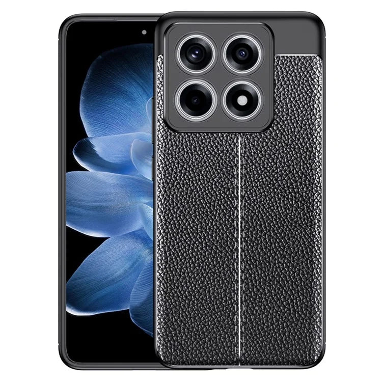 For Xiaomi 14T Case Litchi Texture TPU Flexible Phone Cover, Black